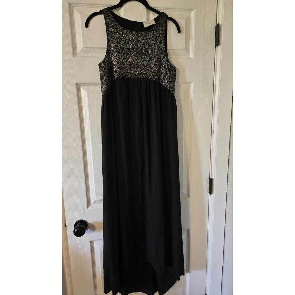 Everly Glitter Racerback High‎ Low Black Dress, Size S